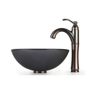   Rivera Vessel Style Bathroom Sink   Frosted Black / Oil Rubbed Bron