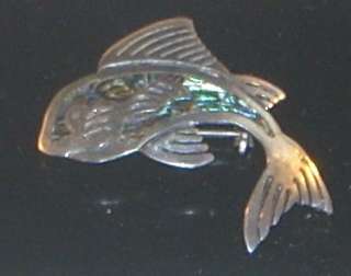   Vintage TAXCO Sterling & Abalone Orca Whale Brooch an Eagle 3 Mark