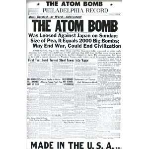 The Atom Bomb Newspaper 14 x 22 Vintage Style Poster 
