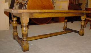 English Abbey Rustic Refectory Table & 8 Spindleback Chair Set  