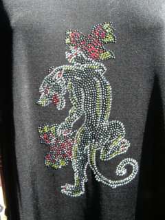 Jostar Slveless Black Tattooed Cougar Dress S New Rhinestone 