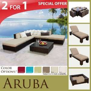  ARUBA OUTDOOR WICKER PATIO SOFA SECTIONAL SET MARS DINING 