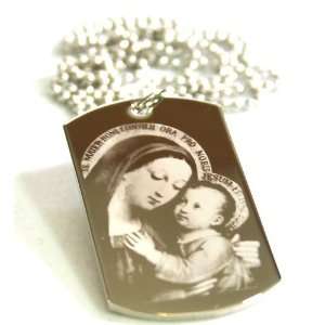  Hail Mary w/Jesus Prayer Dogtag Necklace w/Chain and 