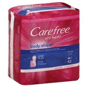 Carefree Acti Fresh Body Shape Pantiliners, To Go, Long, Unscented, 42 