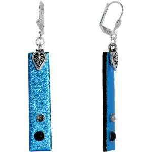  Handcrafted Blue Crush Dichroic Glass Leverback Earrings 