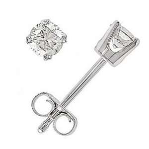   Studs 14K White Gold Round Brilliant Cut Mens Womens Real: Jewelry