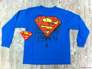 Licensed DC Comics Superman Drip Logo Youth Boys Long Sleeve Shirt 