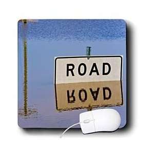   Road closed sign reflected in flood waters   Mouse Pads Electronics