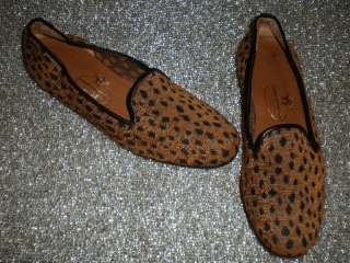 STUBBS & WOOTTON LEOPARD flat shoe slipper smoking loafer 8 tapestry 