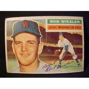 Bob Wiesler Washington Nationals #327 1956 Topps Autographed Baseball 