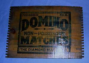   14 x 10 INCHES DOMINO MATCHES ADVERTISING ON WOOD BOX END  