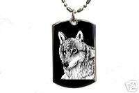 Grey Wolf   Dog Tag Pendant Necklace  