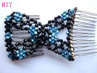   Stretchy colorful Handcrafted beaded CHILDS Hair Comb 3X1.2inch JBH