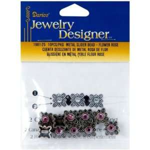    Metal Slider Bead w/Swarovski Crystal   10PK/Cryst