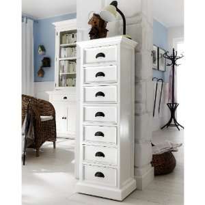  White Distressed Solid Mahogany Wood 7 Drawer Chest for Storage 