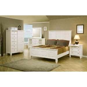  King Coaster Classic Panel Bed in White Finish Furniture 