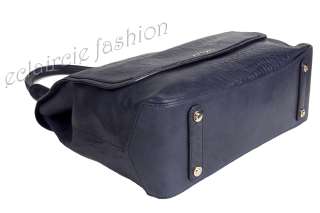GIVENCHY Large New Line Dark Navy Satchel Lambskin Flap Shoulder Bag 