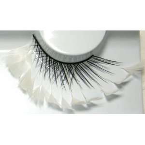   White Feather Tip False Eyelashes F417 Dance Halloween Costume: Beauty