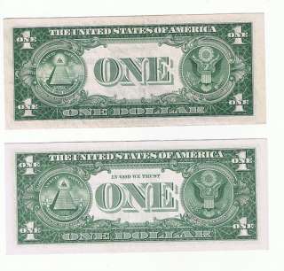 UNCIRCULATED (2)BILL $1 SILVER CERTIFICATE ( SERIES 1935 D AND SERIES 