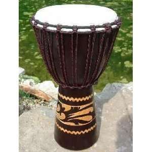    KALAMATIN CARVED 24 X 12 DJEMBE HAND DRUM: Musical Instruments