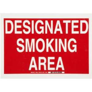   , White on Red No Smoking Sign, Legend Designated Smoking Area