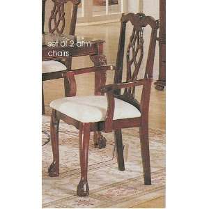  Anne Style Cherry Finish Wood Dining Arm Chairs: Furniture & Decor