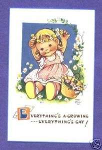 S5846 Mabel Lucie Attwell postcard, Girl flowers  