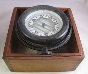 Wilcox dry card ships compass dovetailed box  