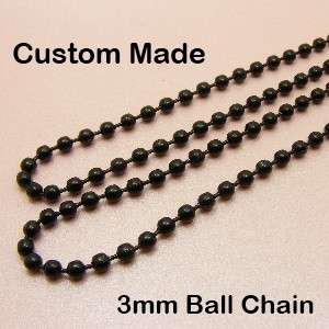 STAINLESS STEEL 3mm BALL Chain NECKLACE Mystic Black  