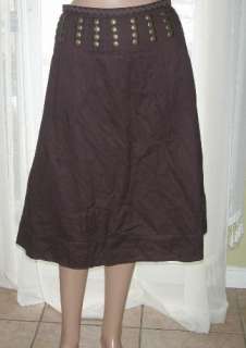 TORY BURCH   Brown cotton embellished skirt   Sz L / 12  