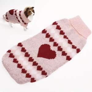  Turtleneck Dog Sweater Clothes w/ Heart Patterns   Size L 