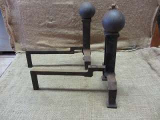   Set Cast Iron Fireplace Andirons > Antique Dogs Mantels Fire Old 6958