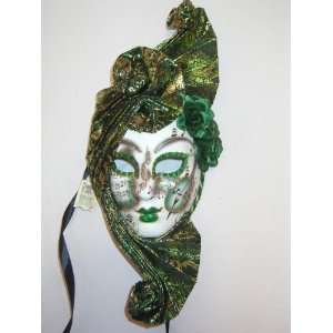  Green Ventaglio Pergamena Venetian Mask: Home & Kitchen