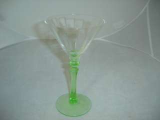 Crystal with green stem(glows blk light) wine glass  