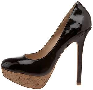 STEVE MADDEN Bevv BLACK Platform Pumps Shoes Heels Patent Leather Cork 