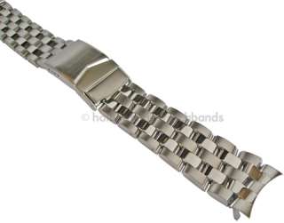 20mm Hadley Roma Silver / Stainless Steel Curved End Metal Watch Band 