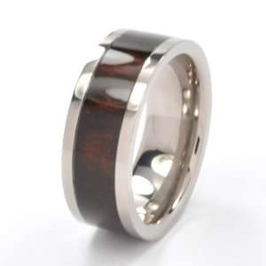  New 8 mm Titanium Band, Wood Inlay Ring, Sizes 8 to 12 