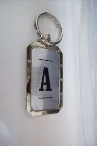 Initial Letter A Metallic silver keychain Ring  