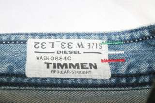 NWT DIESEL Brand Straight Leg Vintage Jeans Timmen 884C Italy Denim 32 