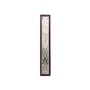 Mezuzah with Diamond Pattern and Brown Frame Everything 