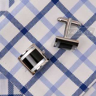New Square High grade Mens Party Black and White Shell CuffLinks Cuff 