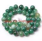 10mm Round Green Banded Agate Gemstone Beads Strand 15