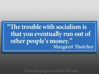 Thatcher Trouble with Socialism Sticker  anti Obama gop  