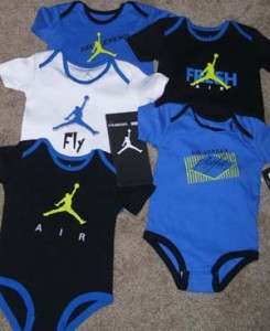 NWT $60 Lot 5 Nike JORDAN Baby Boy 6 9M BODYSUITS  