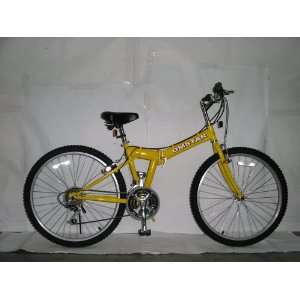  26 Alloy Folding Bike 18 Shimano Speed Yellow Sports 