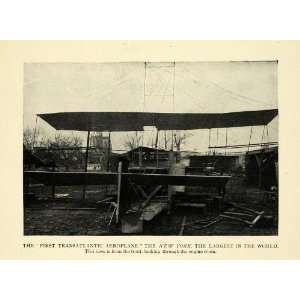  1913 Print Transatlantic Airplane New York Flight Plane 