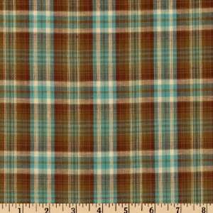   Cotton Woven Stripe Brown/Aqua Fabric By The Yard: Arts, Crafts