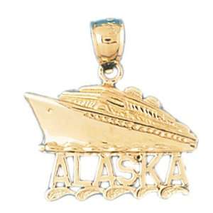  14kt Yellow Gold Alaska Cruise Ship Pendant Jewelry