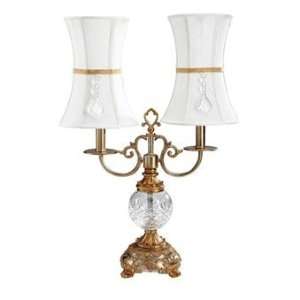  Double Arm Table Lamp with Cut Glass Ball Accent: Home 