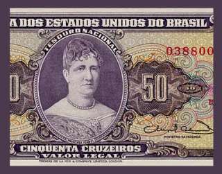 50 CRUZEIROS Note BRAZIL   1963   Princess ISABEL   UNC  